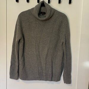 Quince Cashmere Grey Ribbed Turtleneck Sweater